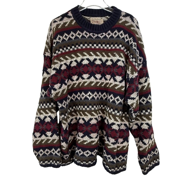 Abercrombie & Fitch Other - VTG Abercrombie & Fitch THE BIG SWEATER Men Large Fair Isle Knit Sweater Cotton